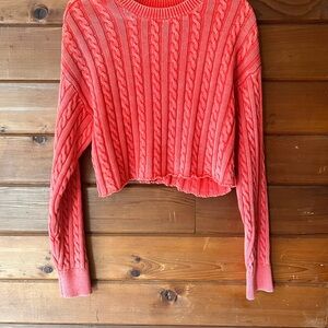 Women's Pink Cable Knit Sweater